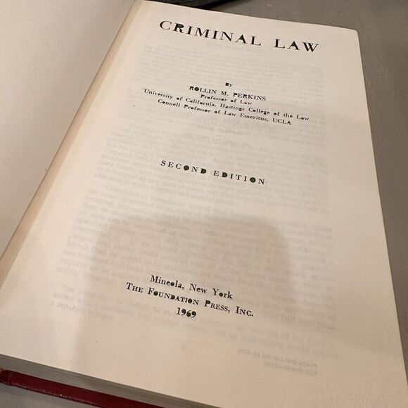 Perkins on Criminal Law Second Edition University Textbook Series Free Shipping - Picture 5 of 8